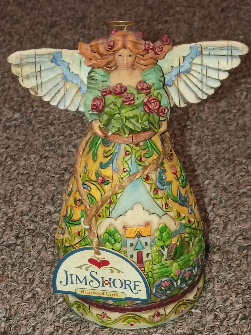 Jim Shore Heartwood Creek Angel Figurine — Green, Blue, Pink, Gold